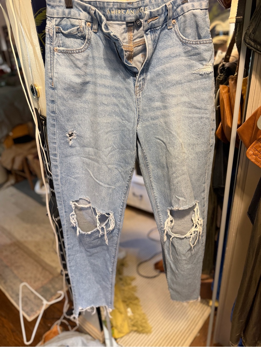 American Eagle Outfitters Light Wash Distressed Boyfriend Jeans